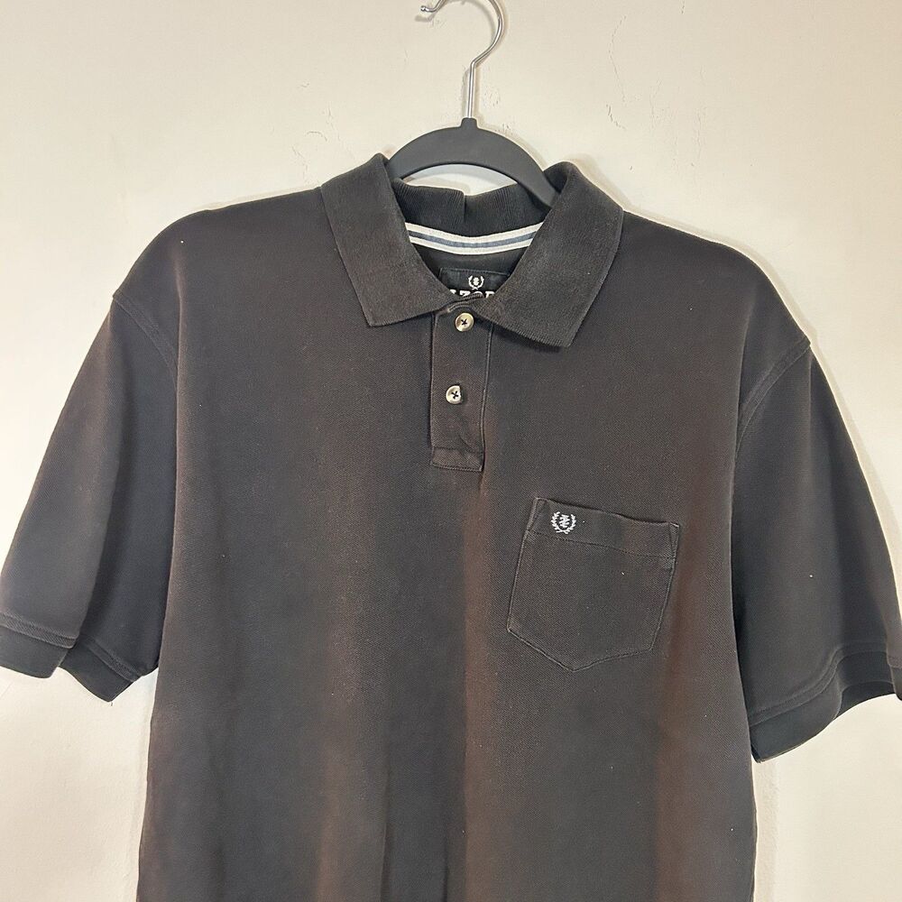 IZOD Saltwater Wash Polo Shirt Mens Large Black 100% Cotton Pocket - Picture 3 of 7